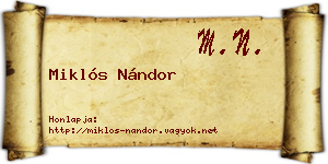 Miklós Nándor névjegykártya